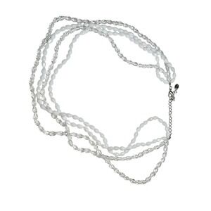 Icing Multi Strand White And Clear Beaded Necklace